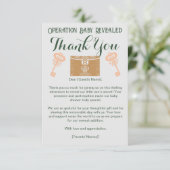 Escape Room Gender Reveal Baby Shower Dankeskarte (Stehend Vorderseite)