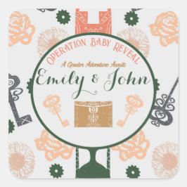 Escape Room Gender Reveal Baby Shower Quadratischer Aufkleber