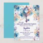 Escape Room Girl Purple and Blue Einladung (Vorne/Hinten)