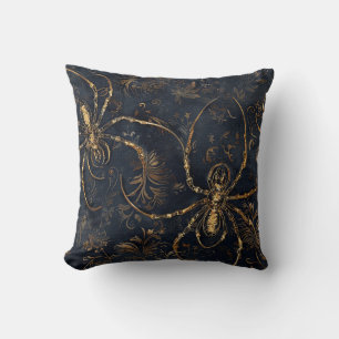 Escape Room Interior Deco Gold Spider Dunkel Kissen