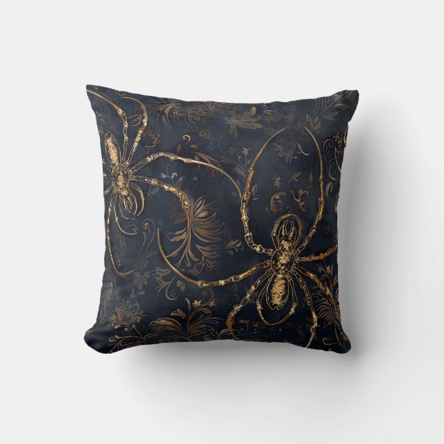Escape Room Interior Deco Gold Spider Dunkel Kissen (Vorderseite)