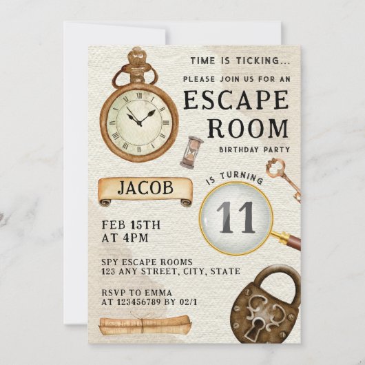 Escape Room Kid's Birthday Party Einladung (Vorderseite)