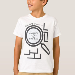 Escape Room Labyrinth Party Graues Weißes T-Shirt