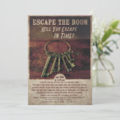 Escape Room Party Einladung (Stehend Vorderseite)