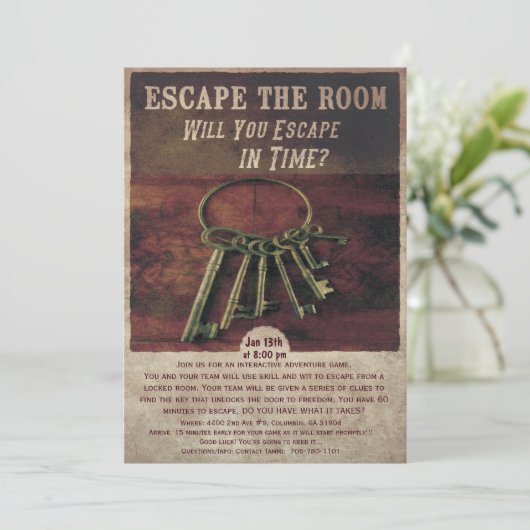 Escape Room Party Einladung (Stehend Vorderseite)