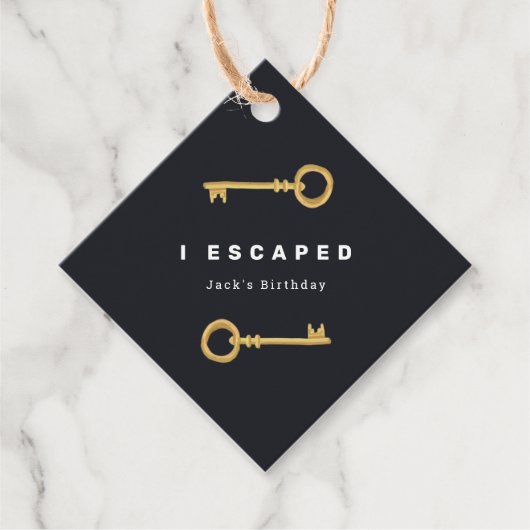 Escape Room Party Geschenkanhänger (Vorderseite)