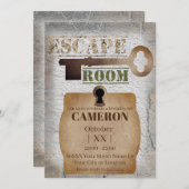 Escape Room Party Lock und Key Concrete and Bricks Einladung (Vorne/Hinten)