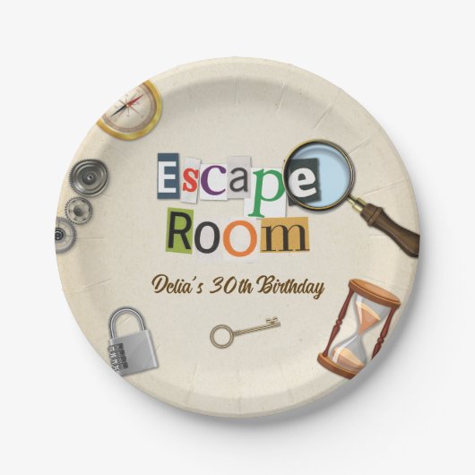 Escape Room Party Pappteller (Vorderseite)
