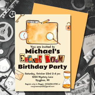Escape Room Spy Mystery Birthday Einladung