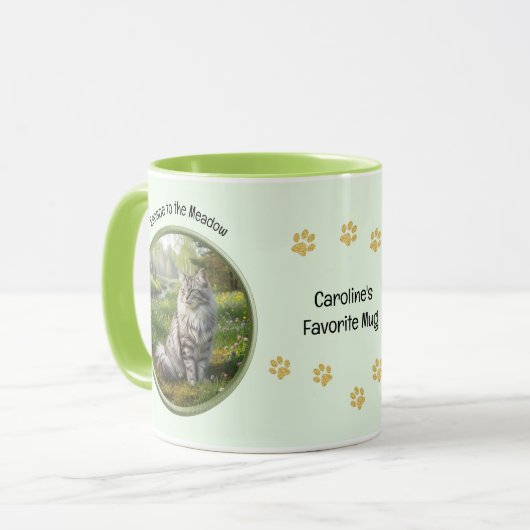 Escape to the Meadow with Norwegian Forest Cat Tasse (Vorderseite Links)