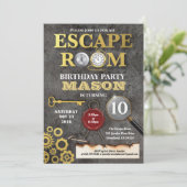 Escape Zimmer Mystery Lösung Herausforderung Gebur Einladung (Stehend Vorderseite)
