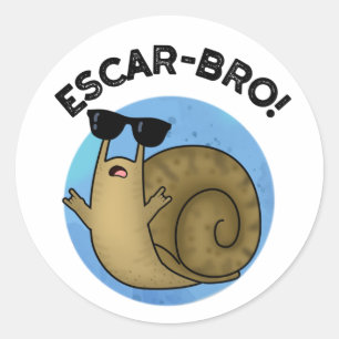 Escar-bro Funny French Escargot Snail Pub Runder Aufkleber