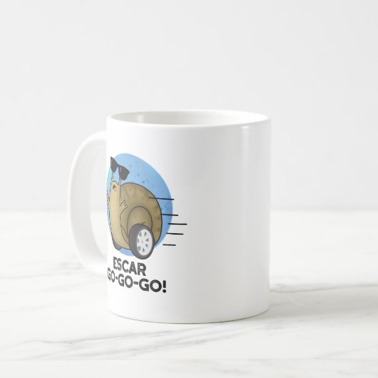 Escar-go-go Funny French Snail Pun Kaffeetasse (Vorderseite Links)