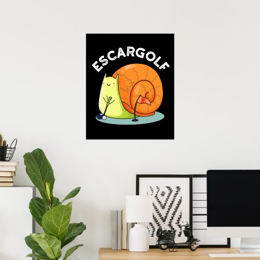 Escar-golf Funny Escargot Snail Pun Dark BG Poster (Heimbüro)