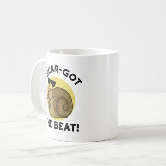 Escar got Beat Funny French Snail Pun Kaffeetasse (Vorderseite Links)