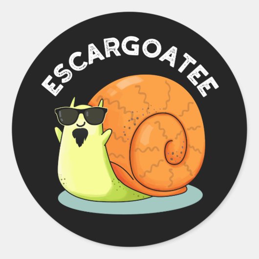 Escargoatee Funny Snail Escargot Pun Dark BG Runder Aufkleber (Vorderseite)