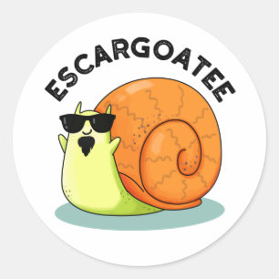 Escargoatee Funny Snail Escargot Pun Runder Aufkleber