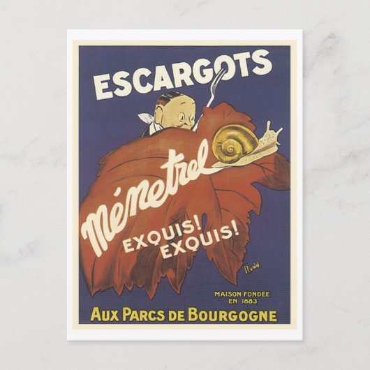 Escargot Mementrel Vintage Ad Postkarte (Vorderseite)