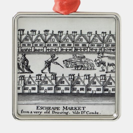 Escheape Markt Silbernes Ornament (Vorne)