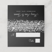 Escort Card Elegantes Hochzeitsstift Glitzern Silv Platzkarte (Außenseite Aufgefaltet)