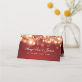 Escort Card Holiday Wedding Sparkling Lights Gold Platzkarte (Rückseite)