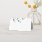 Escort-Karte | Grayed Jade Green Botanical Platzkarte (Rückseite)