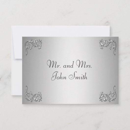 Escort-Karte - silberne Swirke Einladung (Vorderseite)