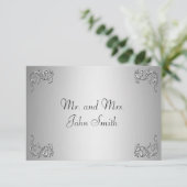 Escort-Karte - silberne Swirke Einladung (Stehend Vorderseite)