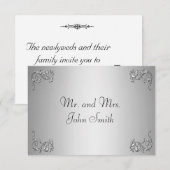 Escort-Karte - silberne Swirke Einladung (Vorne/Hinten)