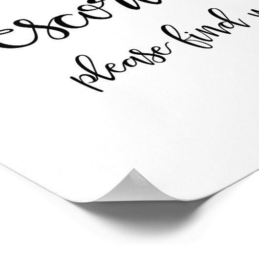 Escort-Karten-Zeichen | Kalligrafie Poster (Ecke)