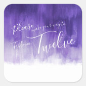 Escort lila Aquarellwaschmittel Hochzeitsaufkleber Quadratischer Aufkleber (Vorderseite)