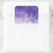 Escort lila Aquarellwaschmittel Hochzeitsaufkleber Quadratischer Aufkleber (Tasche)