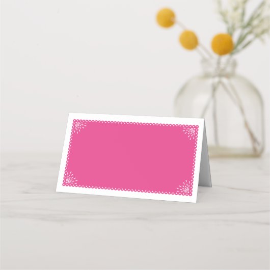 Escort-Platzkarte | Fuchsia Papel Picado Pattern Platzkarte (Rückseite)