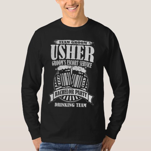 Escort Service Bachelor Party im Usher Groom T-Shirt (Vorderseite)