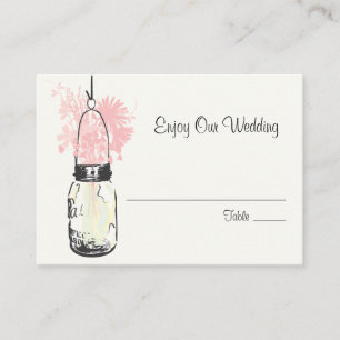 Escort Sitzkarte Wilde Blume & Mason Jar Platzkarte