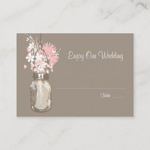 Escort Sitzkarte Wilde Blume & Mason Jar Platzkarte
