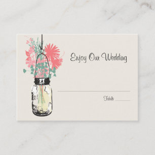 Escort Sitzkarte Wilde Blume & Mason Jar Platzkarte