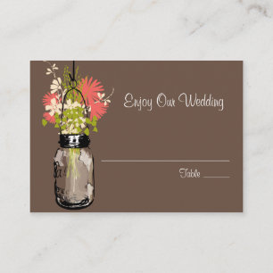 Escort Sitzkarte Wilde Blume & Mason Jar Platzkarte