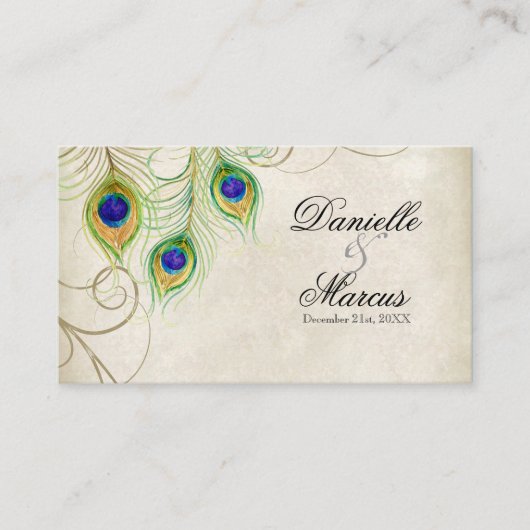 Escort Table Cards - Pfauenfeathers Wedding Set Platzkarte (Vorderseite)