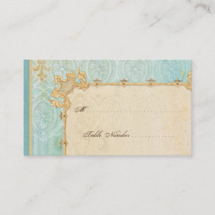 Escort Tischnummer Cards - Fleur di Lys Damask 2 Platzkarte