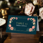 Escortkarte für den verzauberten Garten Tischnummer<br><div class="desc">Dieses elegante, skurrile, fantasy-verzauberte Blumengarten-Design eignet sich ideal für ein bezauberndes Waldfest oder ein Party im Garten. Dieses Design ist mit rosa und lila Blumenelementen in einem Rahmen aus grünen Blätter und Goldakzenten vor einem aquamarinen Hintergrund gestaltet. Matching Artikel in unserem Shop für ein komplettes Party Thema. Das Gold in...</div>