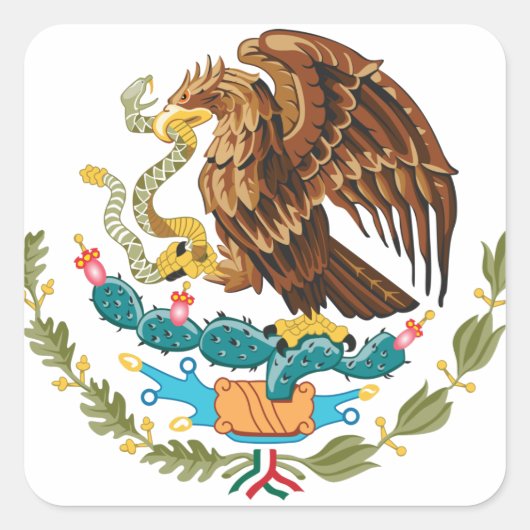 Escudo Nacional de México - Emblema Mexicano Quadratischer Aufkleber (Vorderseite)