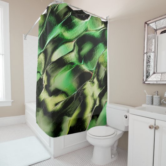 Esculpido de metal opaco, em verde e tom de creme duschvorhang (Beispiel)
