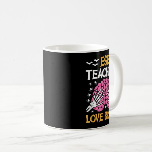 Ese Teacher Love Brains Funny Halloween School Kaffeetasse (VorderseiteRechts)