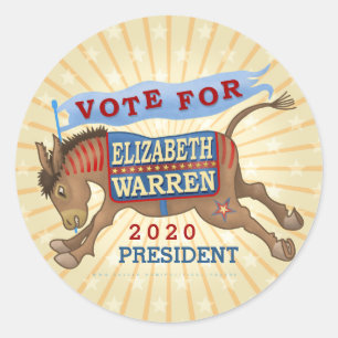 Esel 2020 Elizabeth-Waren Präsidenten-Demokrat Runder Aufkleber