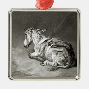 Esel an der Erholung Silbernes Ornament