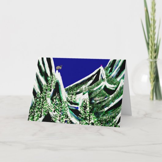 Esel auf Bergspitzen Feiertagskarte (Vorderseite)