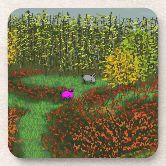 Esel auf dem Gebiet im Herbst Untersetzer (Vorderseite)