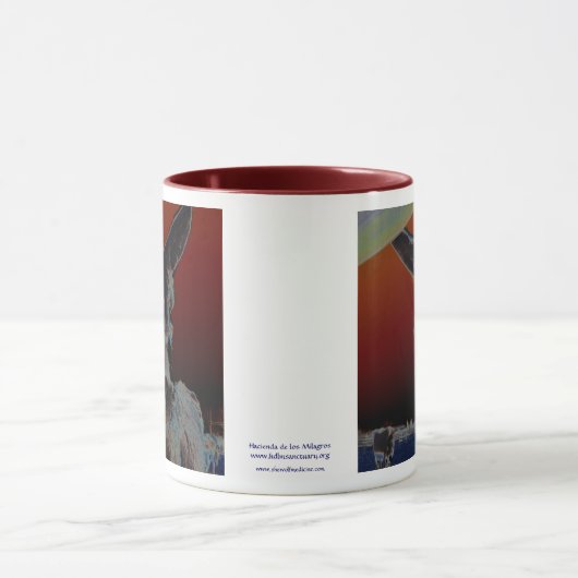 Esel auf dunkelrotem tasse (Zentrum)