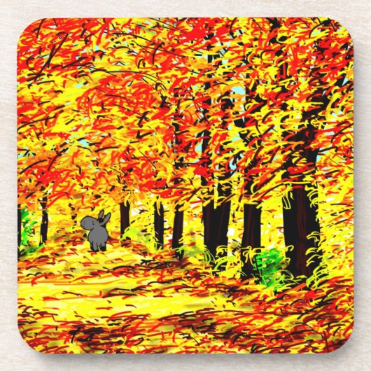 Esel, der durch Herbst-Blätter geht Untersetzer (Vorderseite)